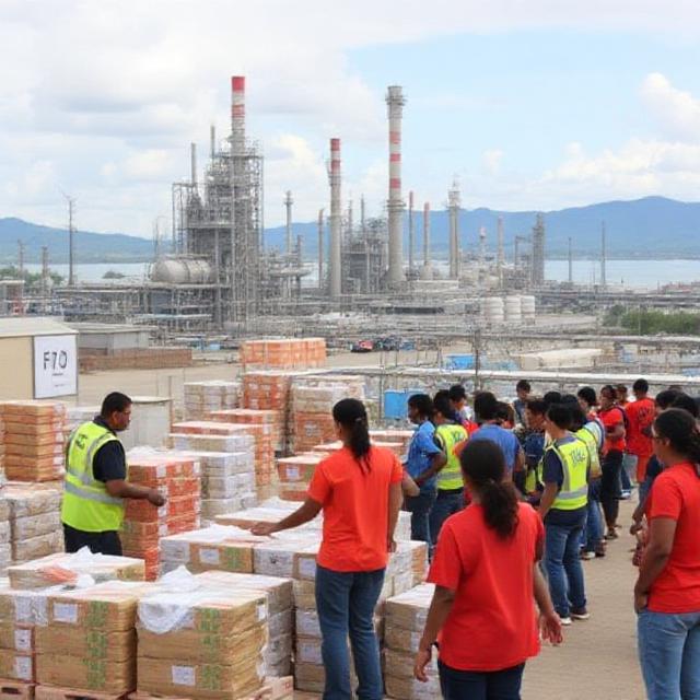 Maracaibo earthquake relief efforts with volunteers and aid distribution